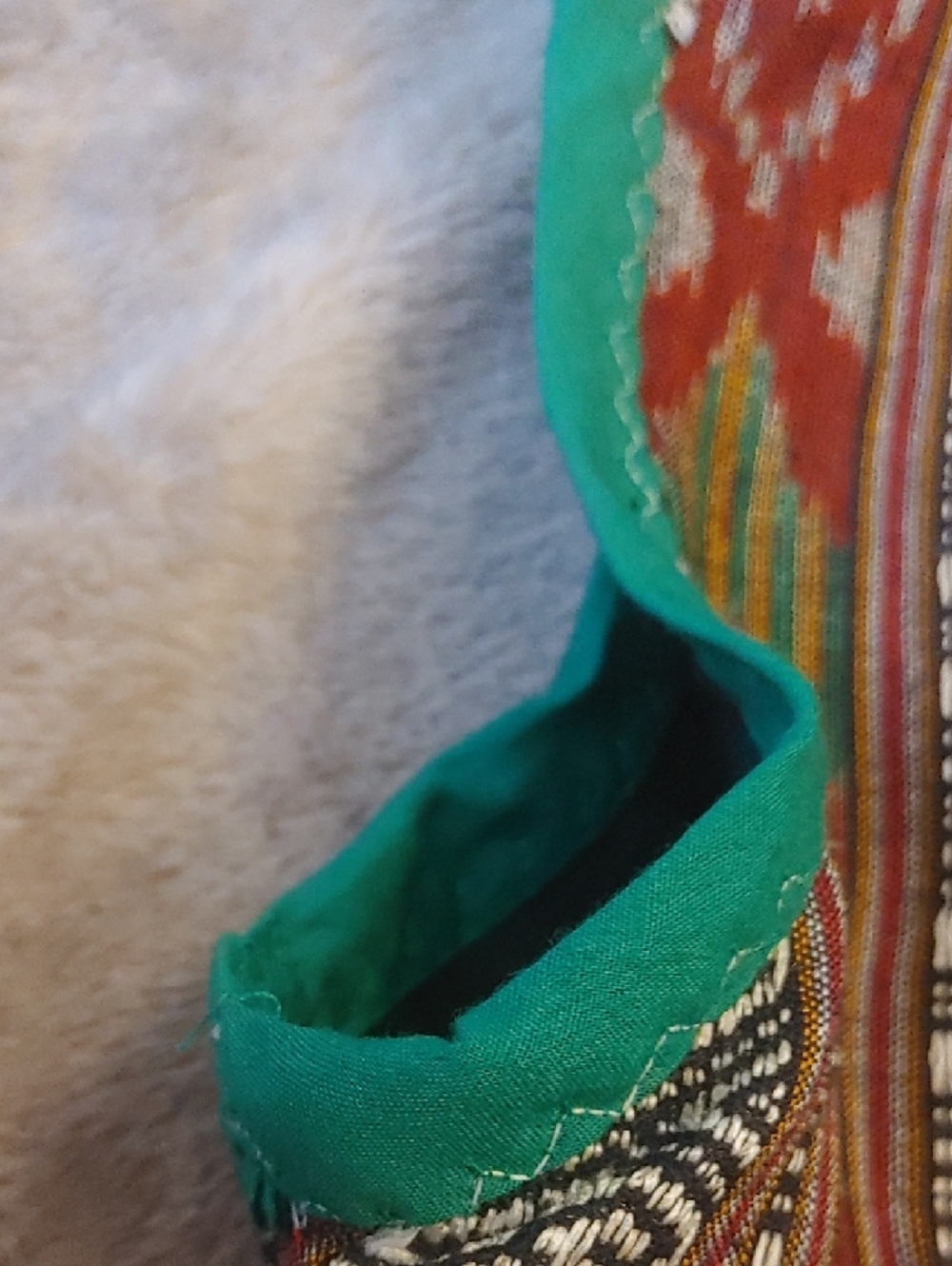 Boho Woven Patchwork Vest with Teal Trim - Picture 4 of 14